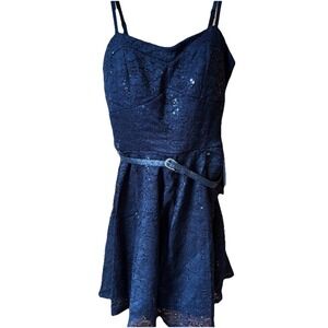 As you Wish Lace Babydoll Fit and Flare Dress Women's Black Prom Y2K Wedding